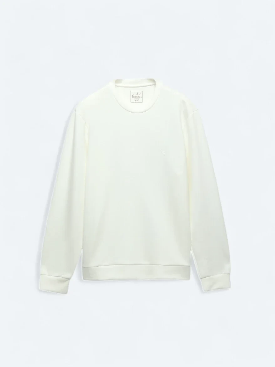 Ecru Crew Neck Sweatshirt - 6
