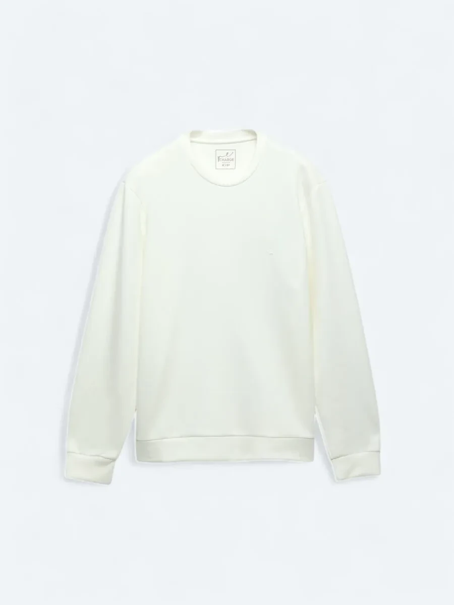Ecru Crew Neck Sweatshirt - 6