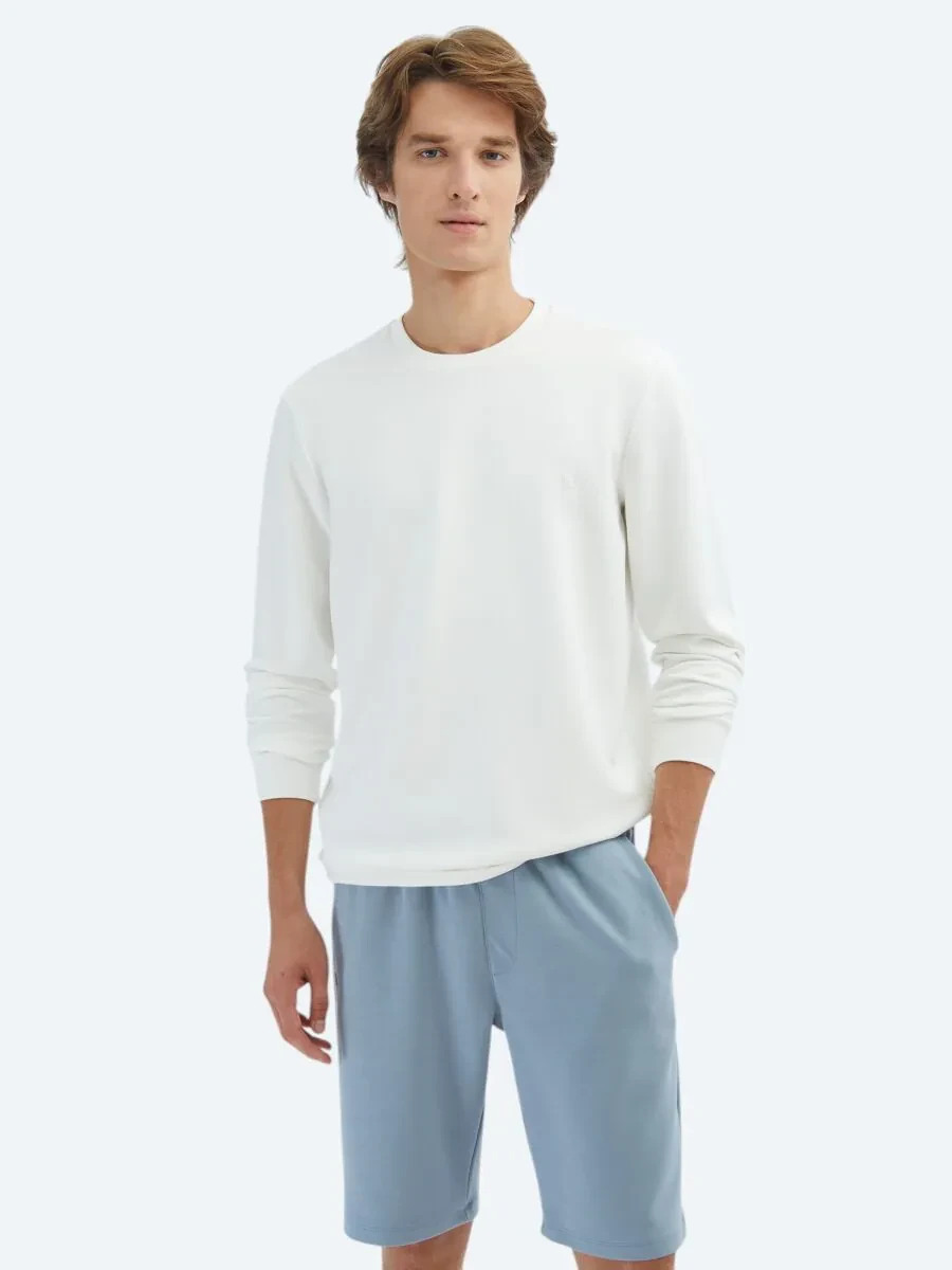 Ecru Crew Neck Sweatshirt - 1
