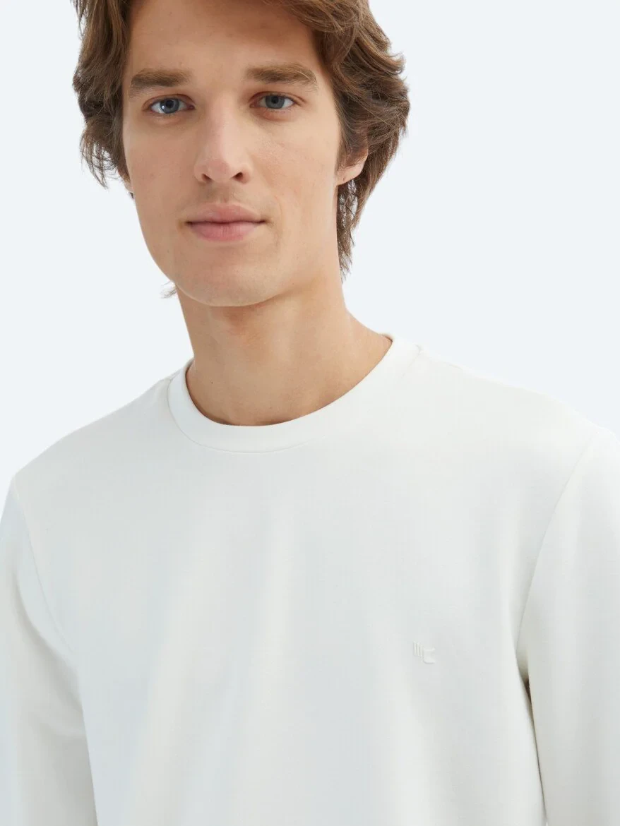 Ecru Crew Neck Sweatshirt - 3