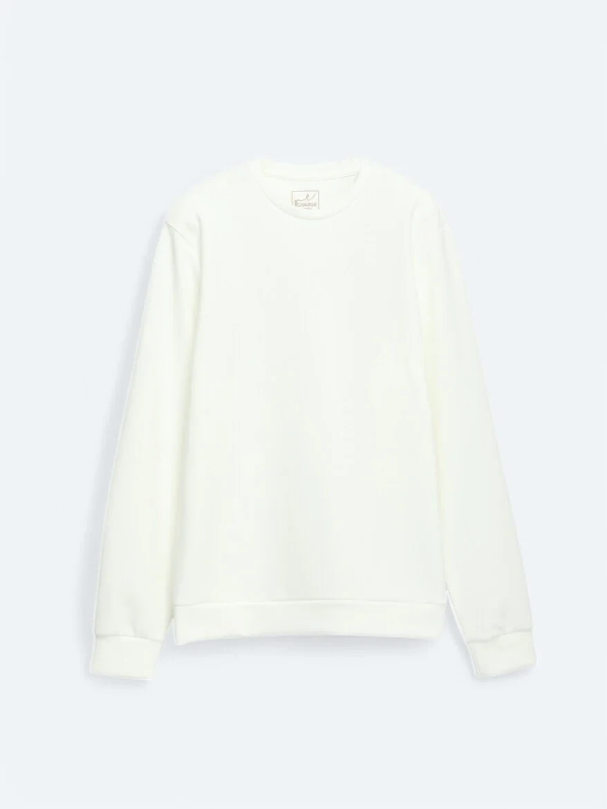 Ecru Crew Neck Sweatshirt - 6