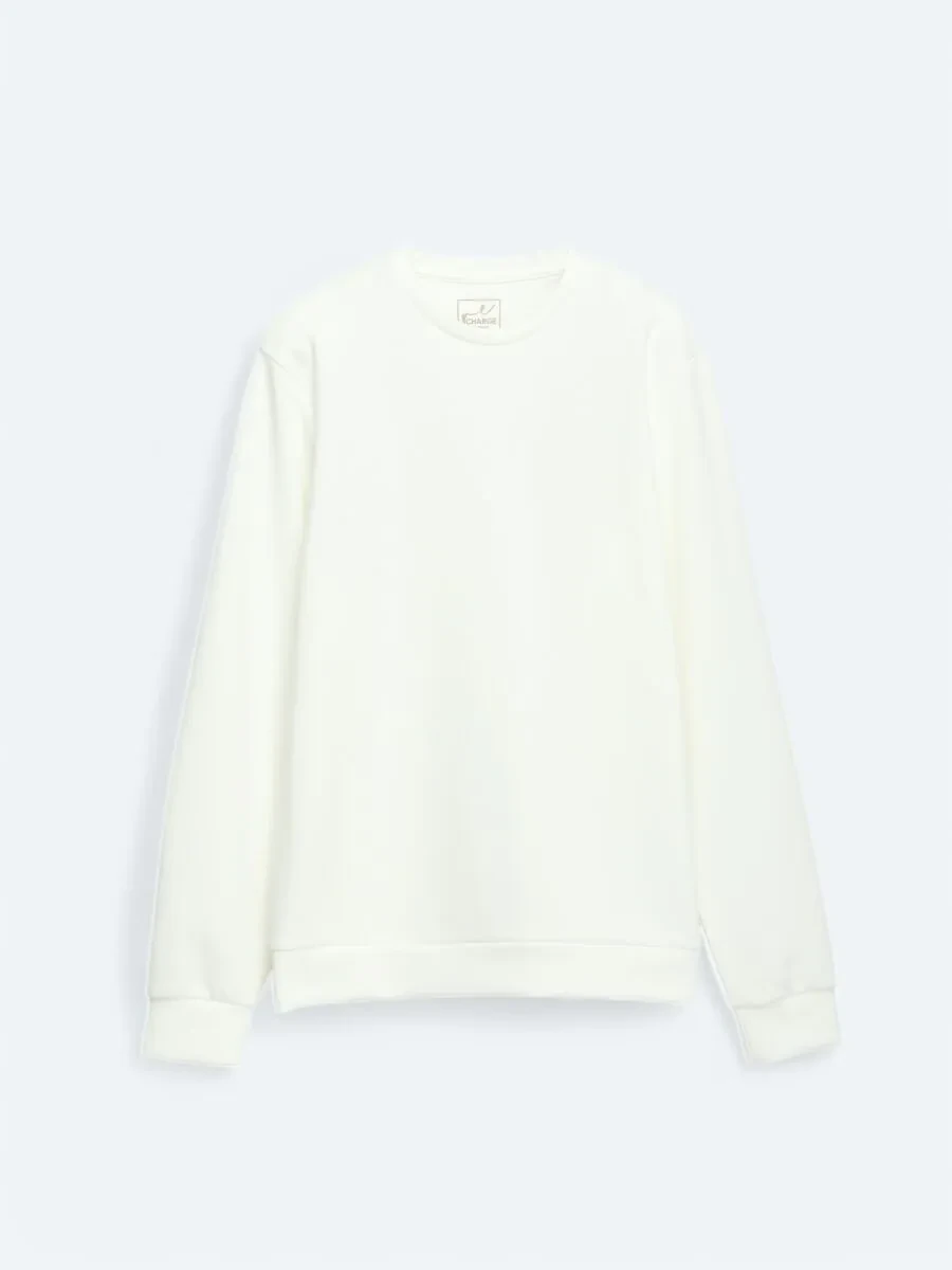 Ecru Crew Neck Sweatshirt - 6