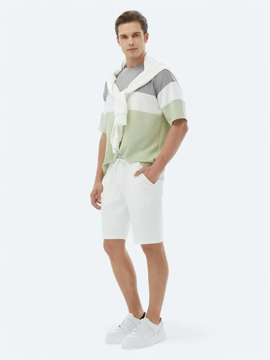 Ecru Knitting Jogging Fit Casual Bermuda - 3