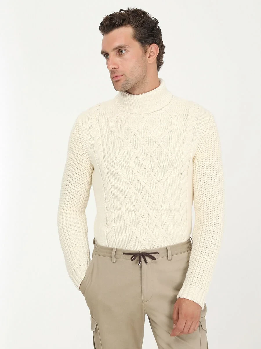 Ecru Knitwear Sweatshirt - 1