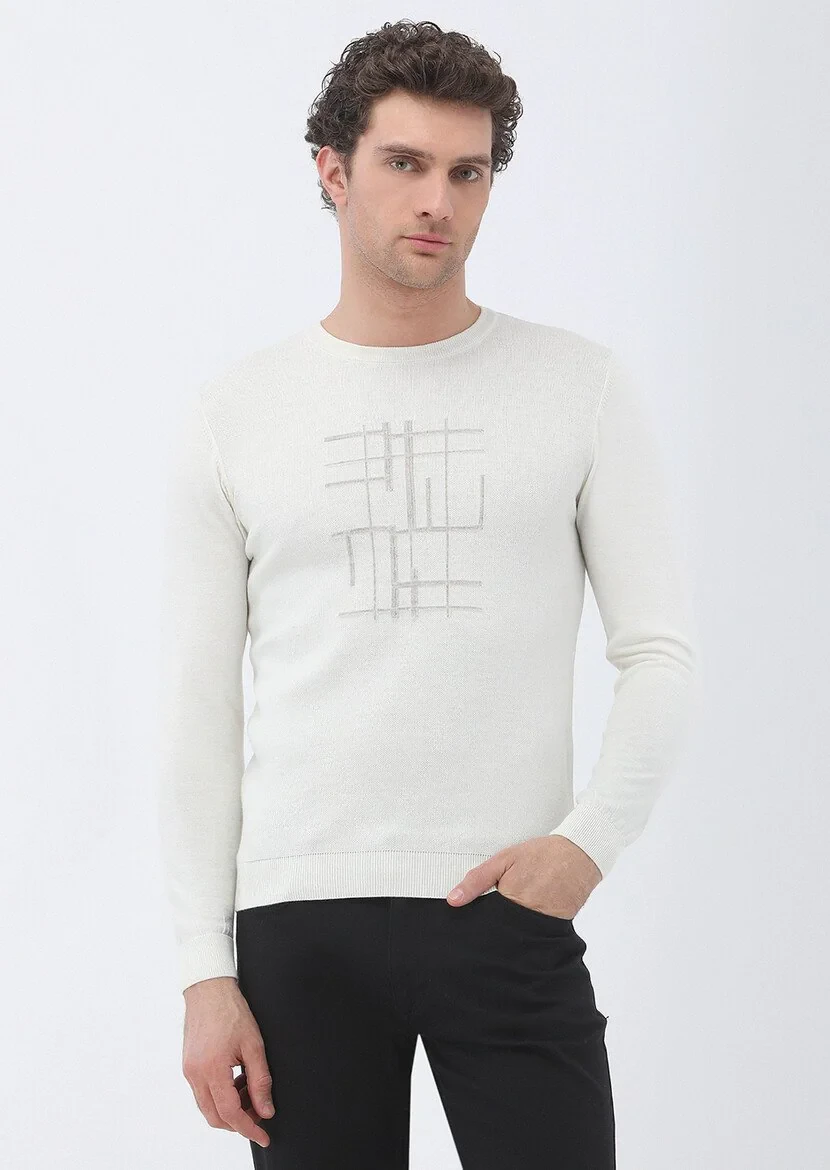 Ecru Knitwear Sweatshirt - 1