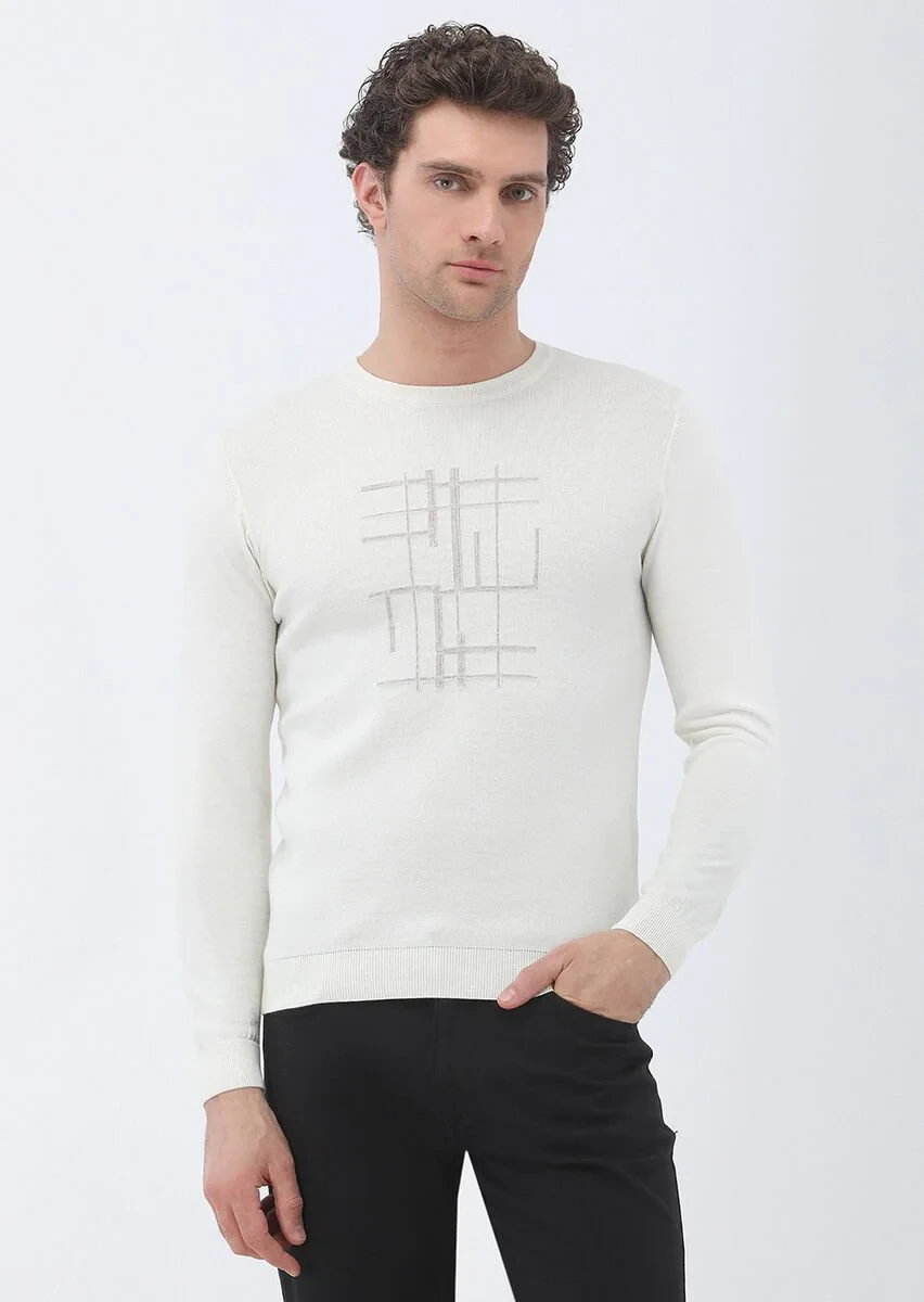 Ecru Knitwear Sweatshirt - 1