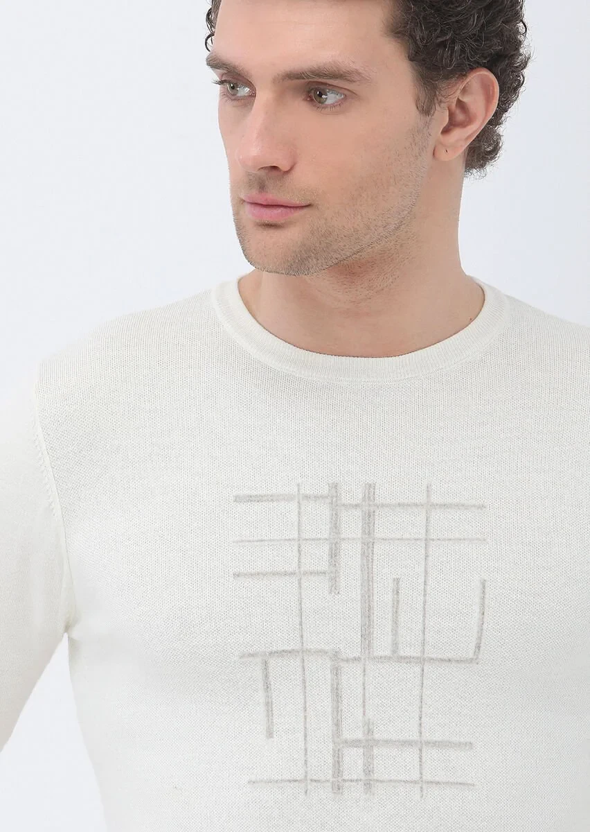 Ecru Knitwear Sweatshirt - 5