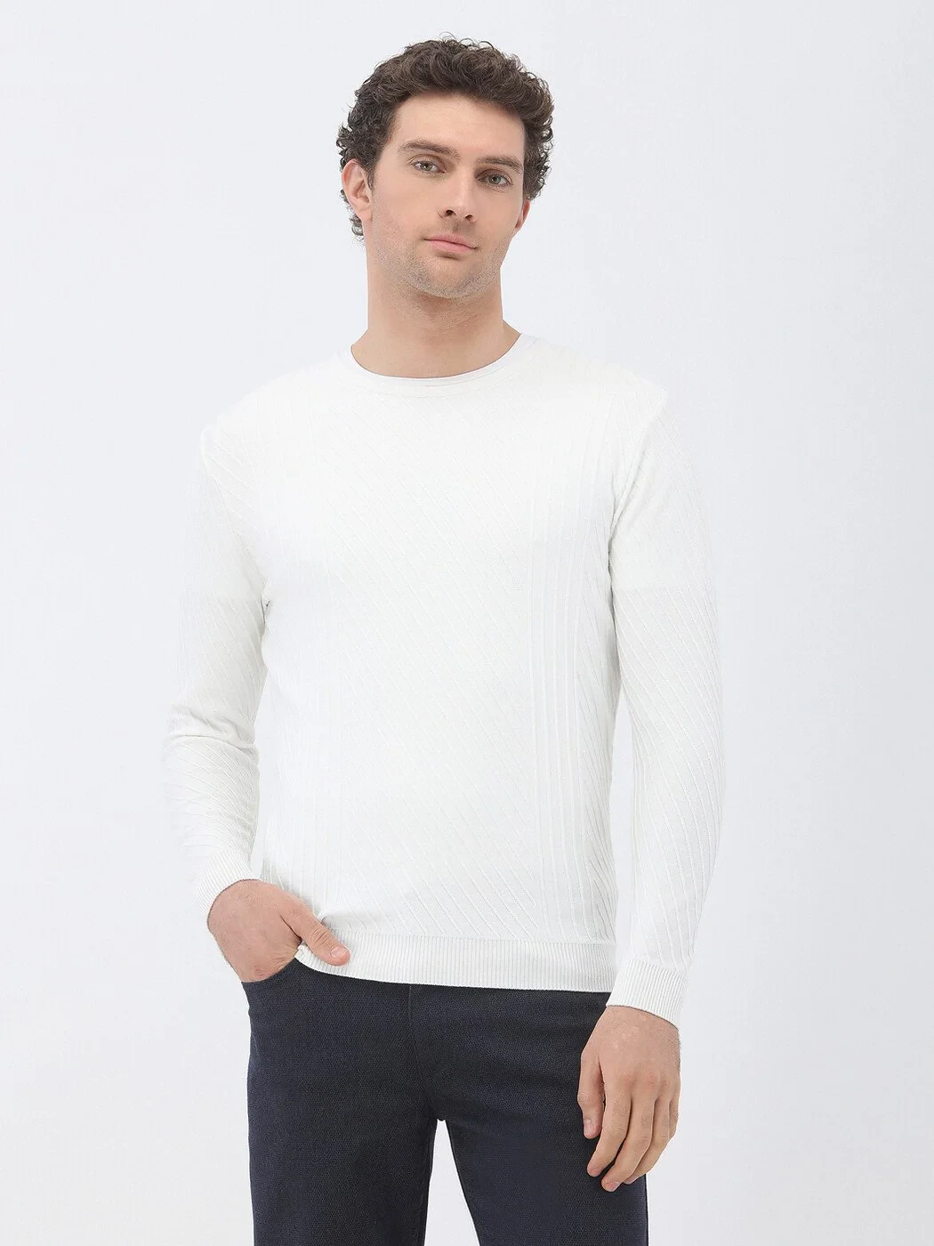 Ecru Knitwear Sweatshirt - 1