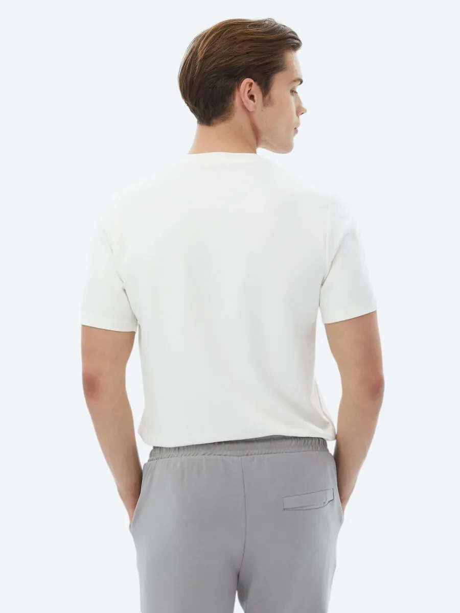 Ecru Plain Crew Neck T-Shirt - 7