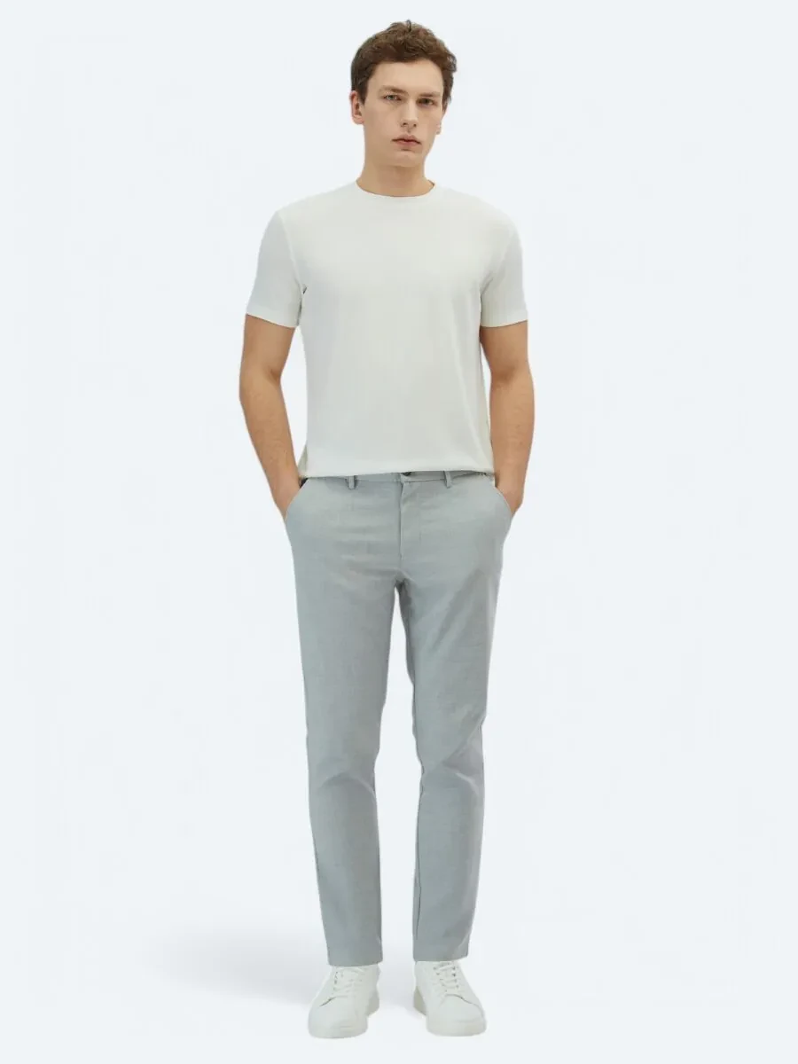 Ecru Plain Crew Neck T-Shirt - 2