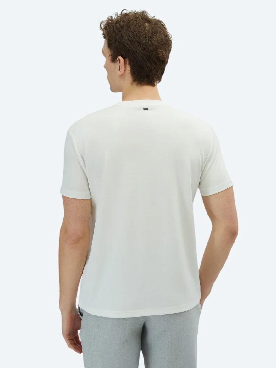 Ecru Plain Crew Neck T-Shirt 
