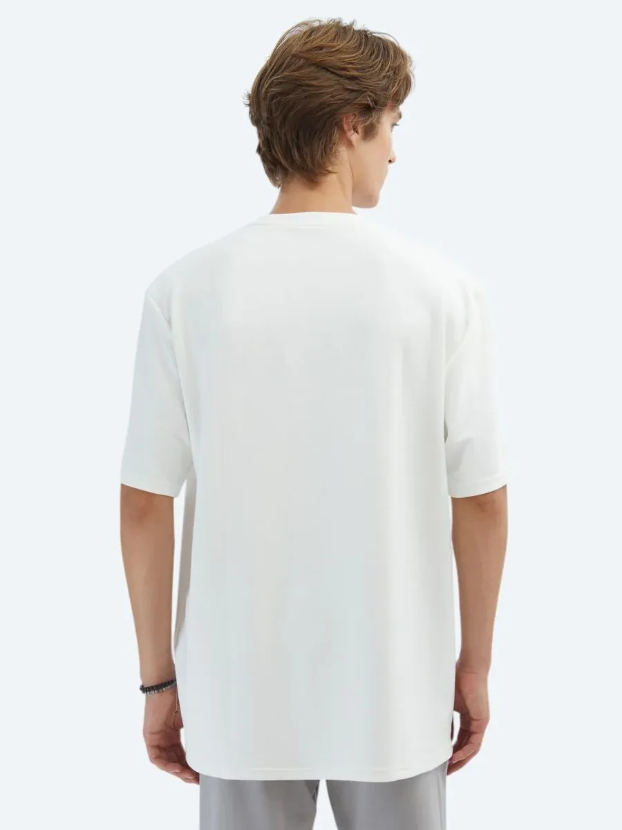 Ecru Plain Crew Neck T-Shirt - 4