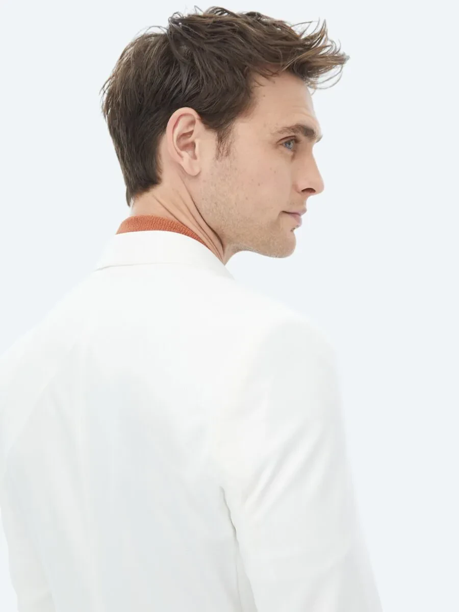 Ecru Plain Slim Fit Suit - 10