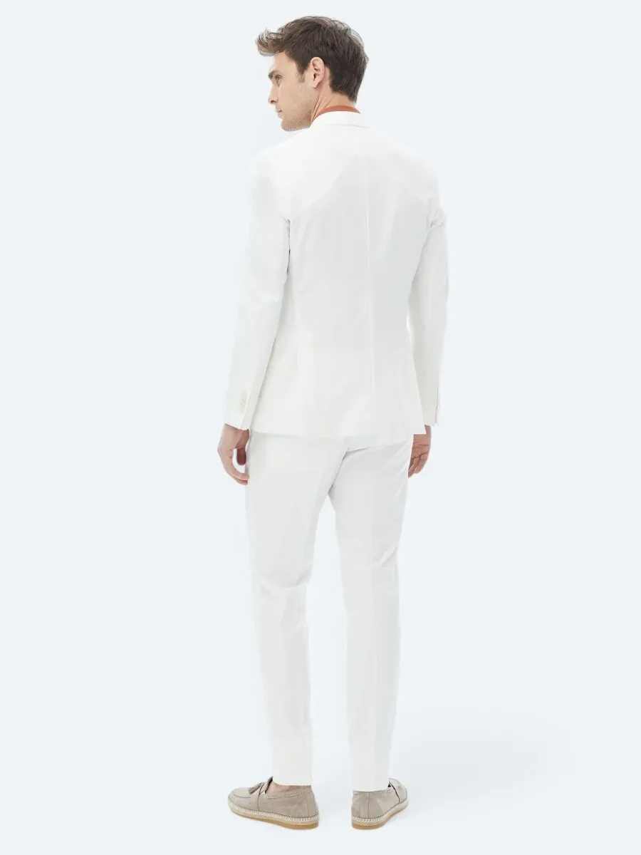 Ecru Plain Slim Fit Suit - 12