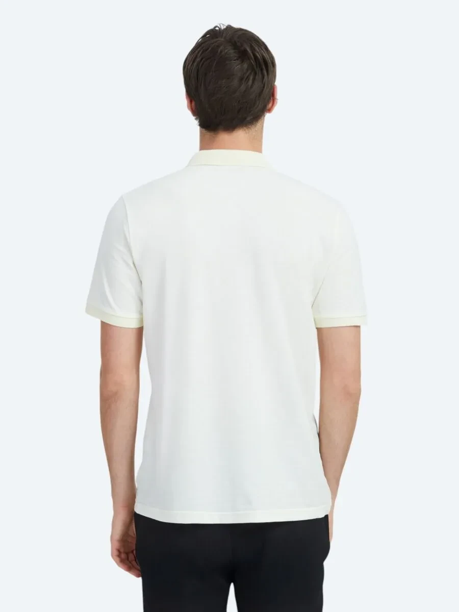 Ecru Polo Neck 100% Cotton T-Shirt - 5