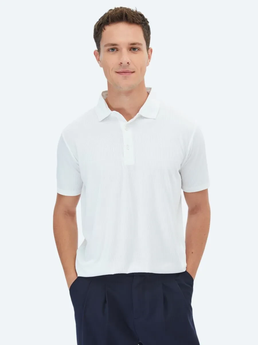 Ecru Polo Neck T-Shirt - 1