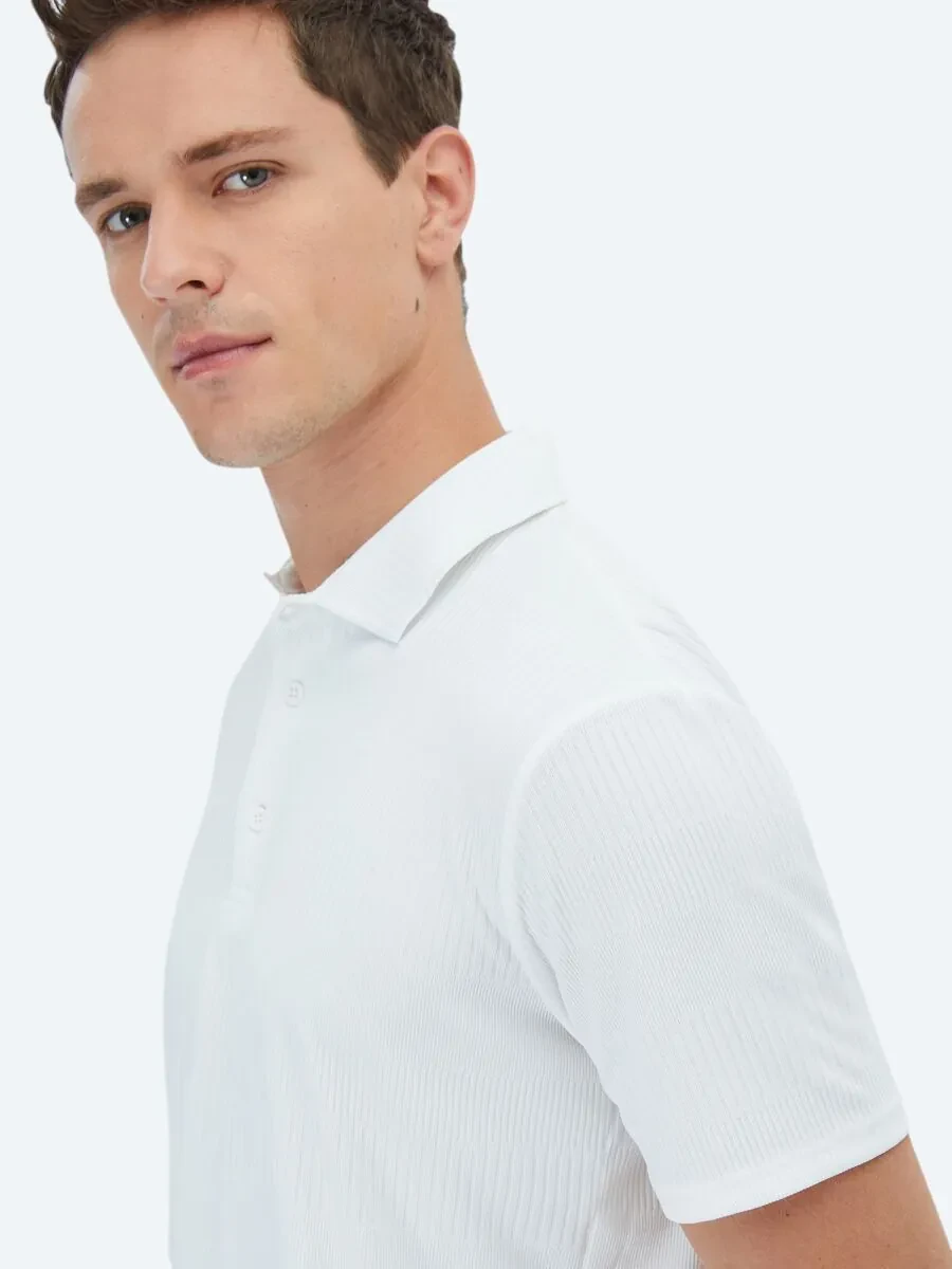 Ecru Polo Neck T-Shirt - 4