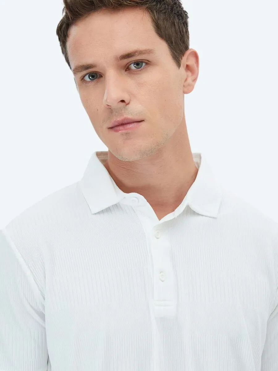Ecru Polo Neck T-Shirt - 5