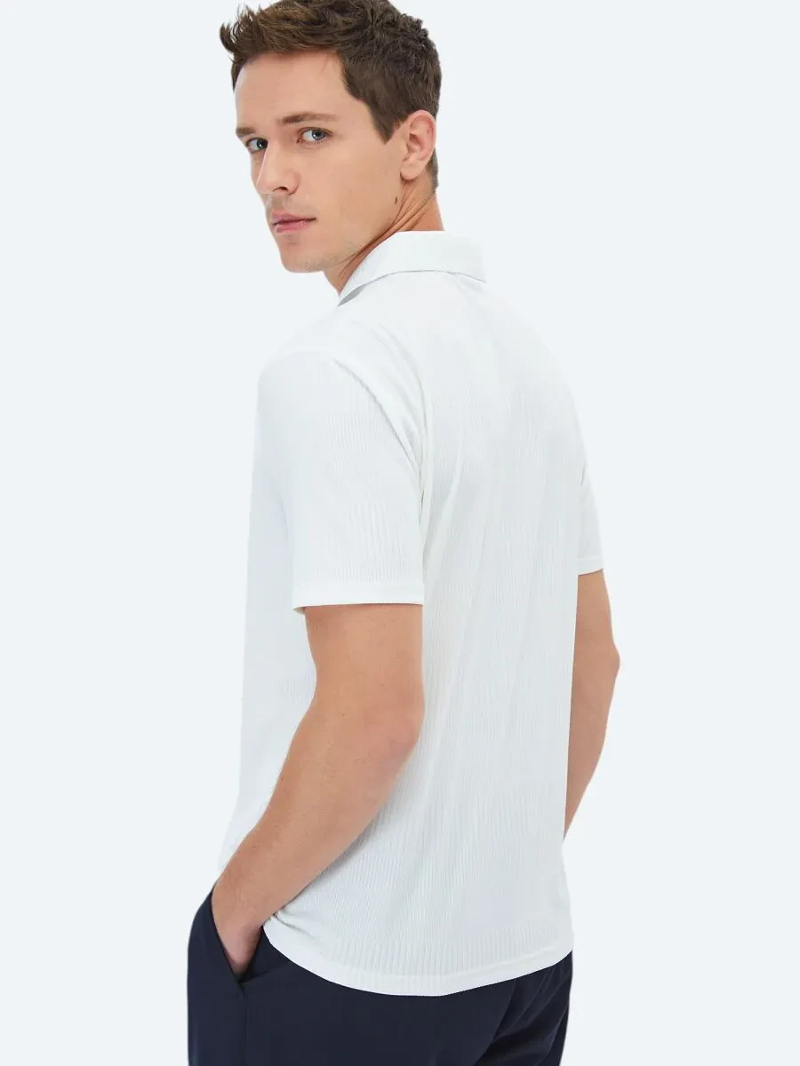 Ecru Polo Neck T-Shirt - 6