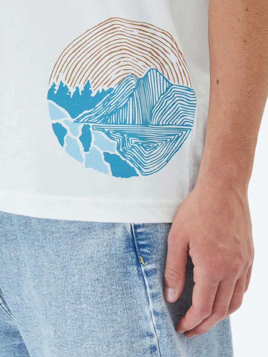 Ecru Printed Crew Neck 100% Cotton T-Shirt - 4
