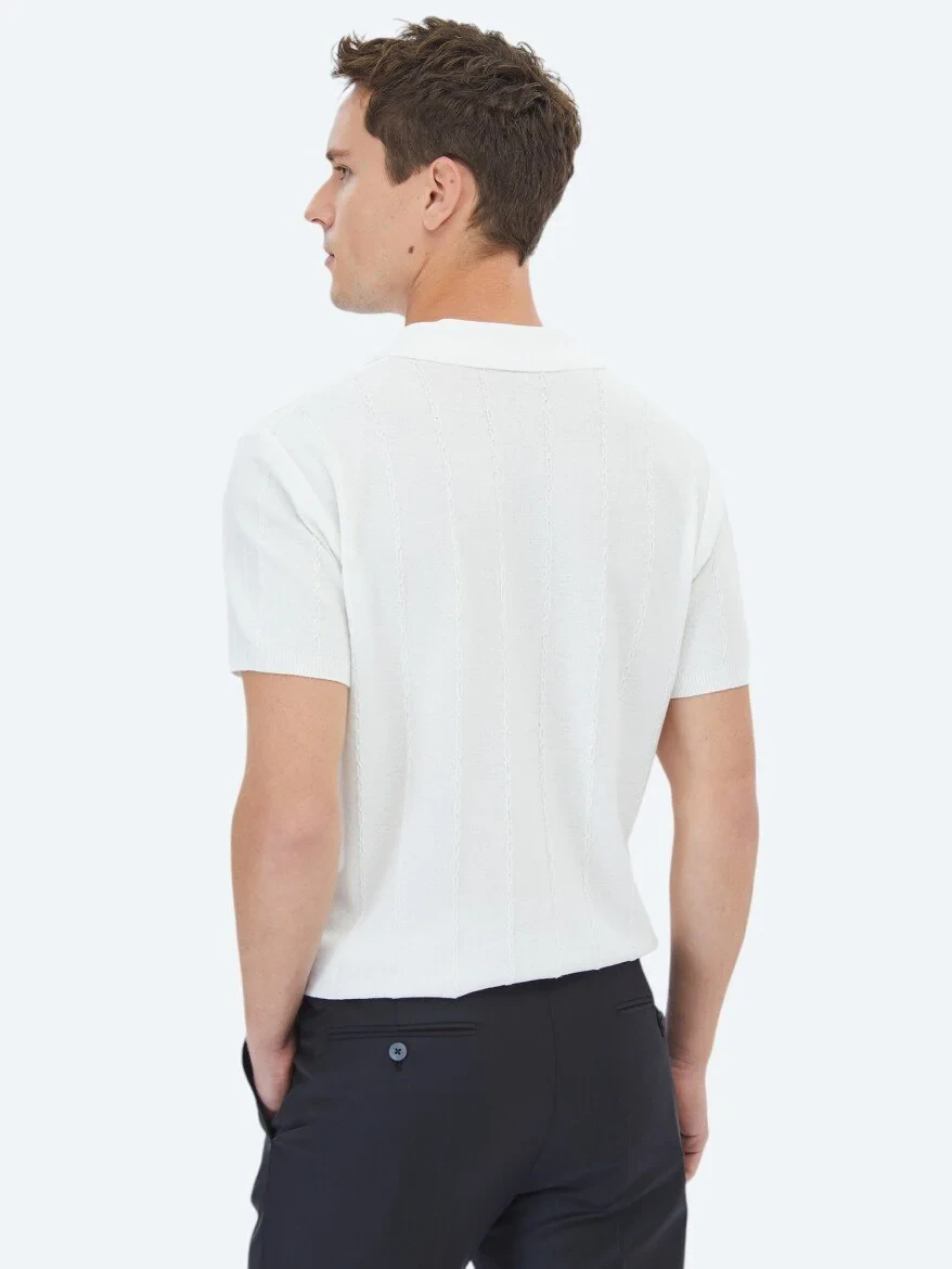 Ecru Regular Fit Knitting Casual Shirt - 7