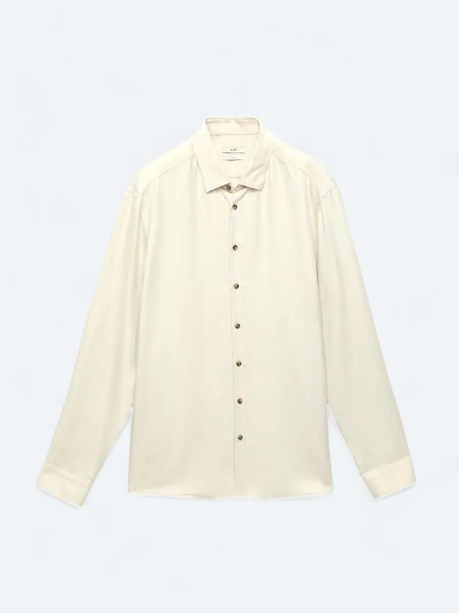 Ecru Ribbed Regular Fit Weaving Casual Shirt - 6