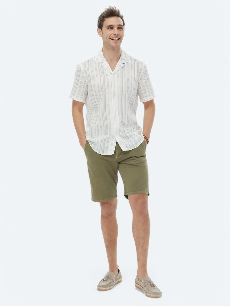 Ecru Striped Regular Fit Weaving Classical Shirt - 2