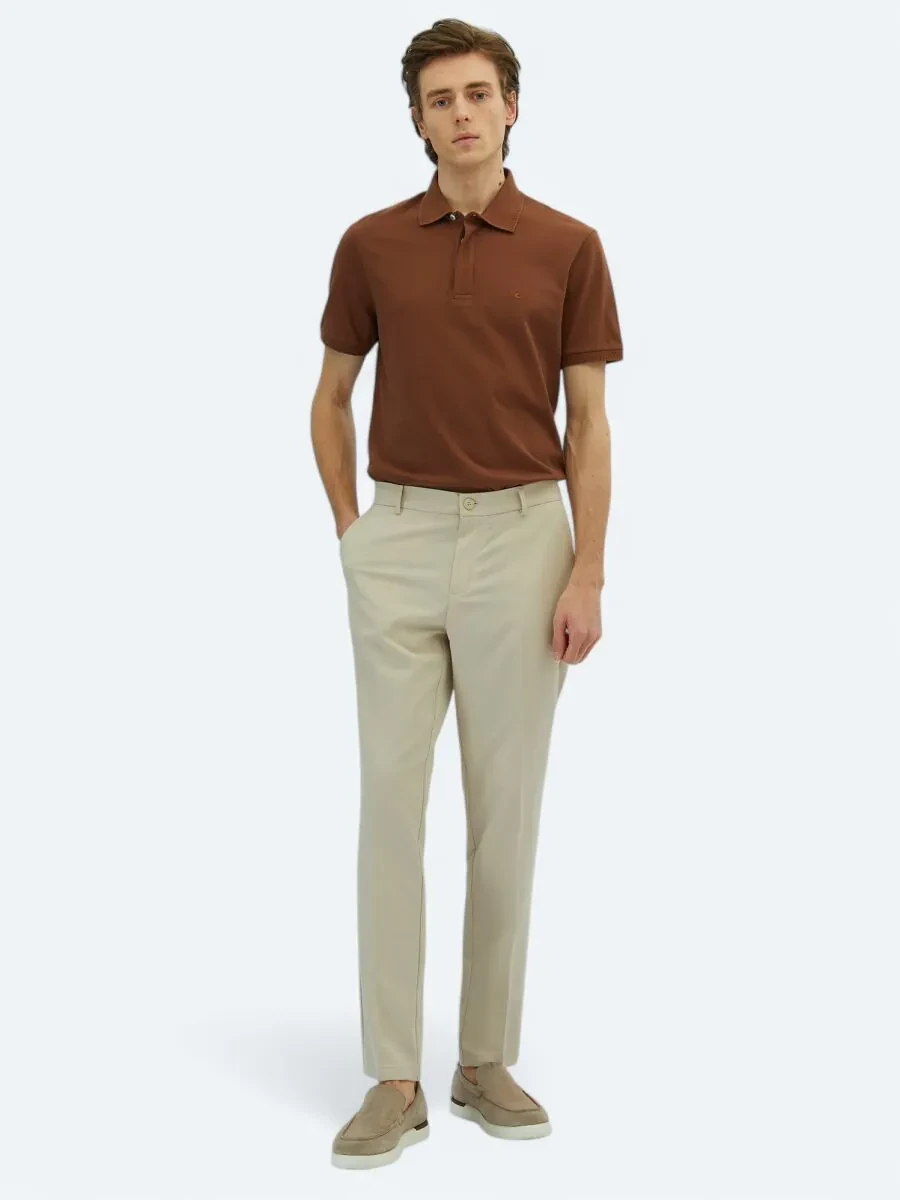 Ecru Weaving Jogging Fit Casual Trousers - 1
