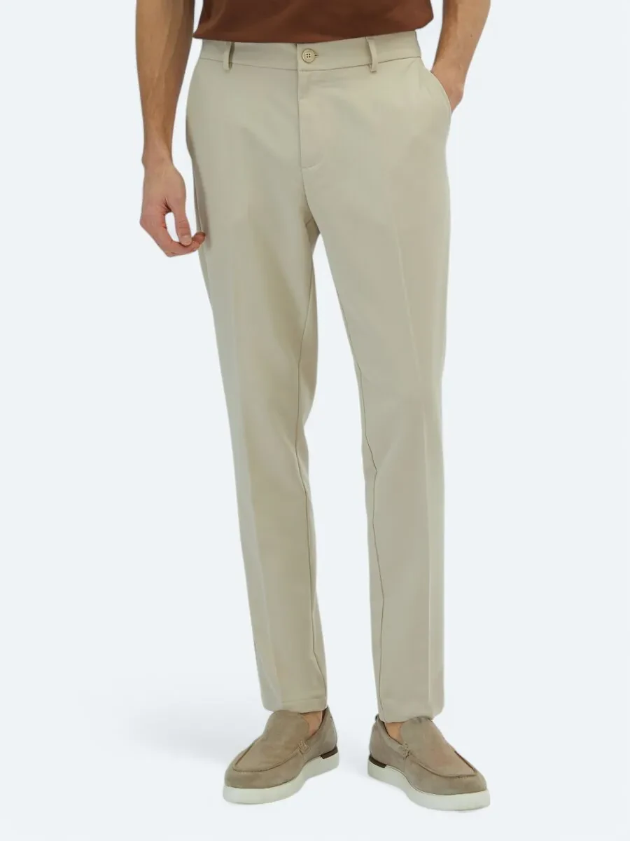 Ecru Weaving Jogging Fit Casual Trousers - 2