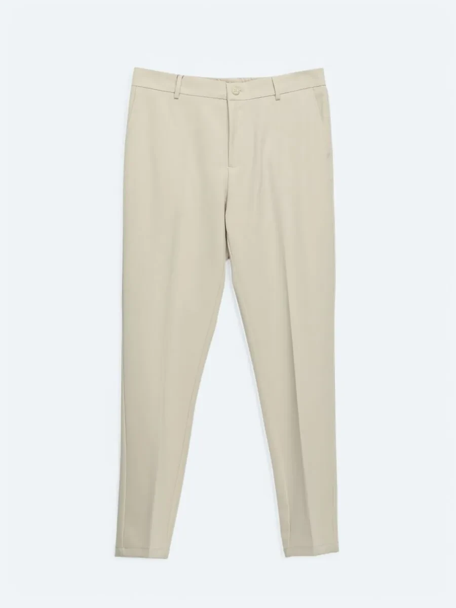 Ecru Weaving Jogging Fit Casual Trousers - 5