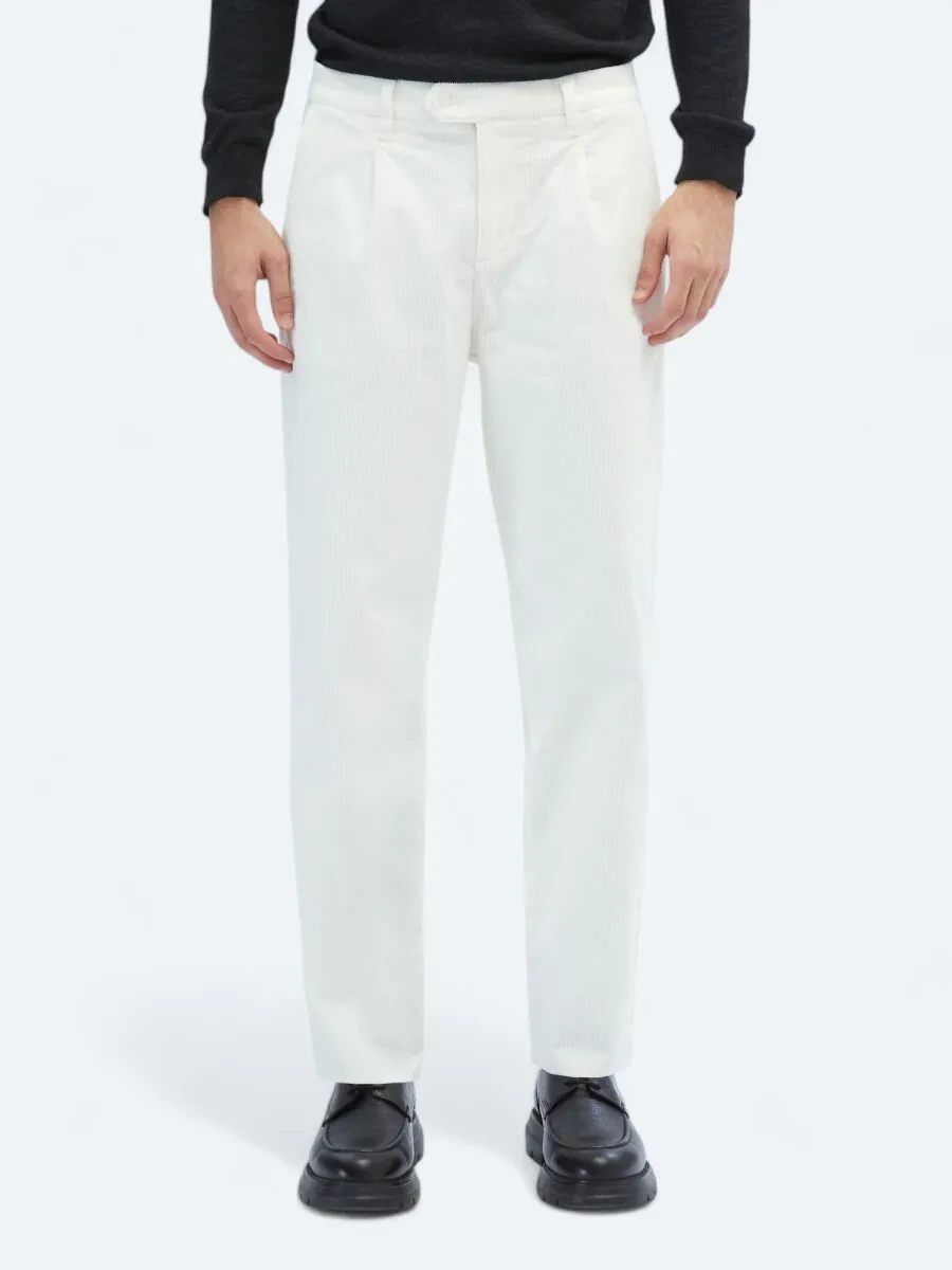 Ecru Weaving Loose Fit Casual Cotton Blended Trousers - 2