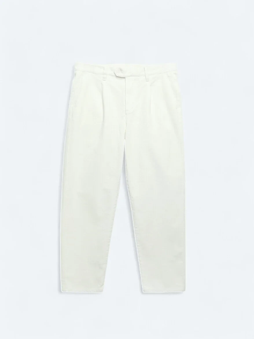 Ecru Weaving Loose Fit Casual Cotton Blended Trousers - 6