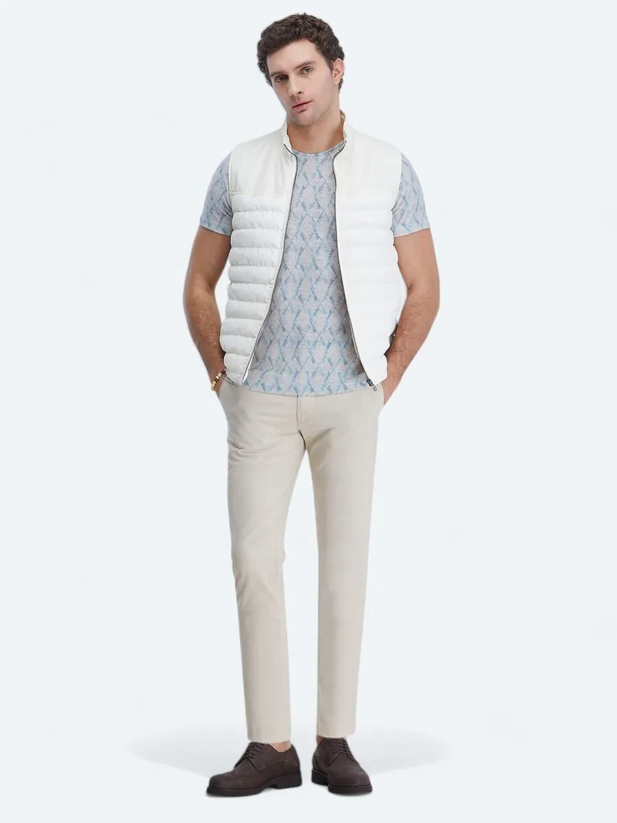 Ecru Weaving Puffer Vest - 2