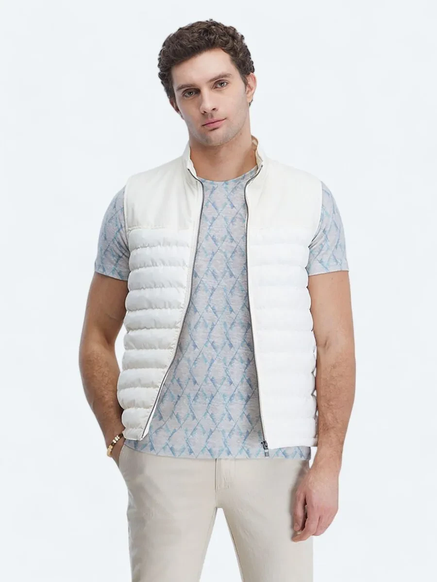 Ecru Weaving Puffer Vest - 3