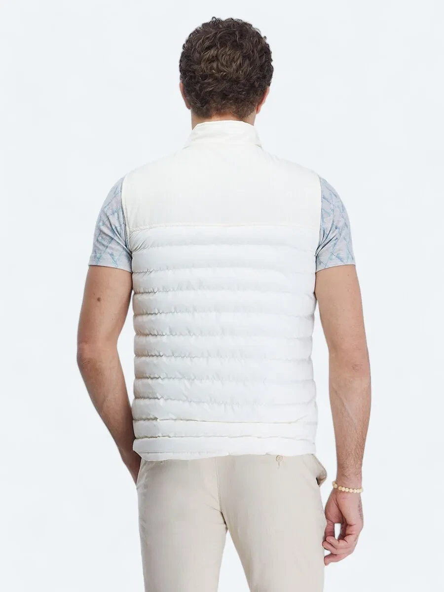 Ecru Weaving Puffer Vest - 5