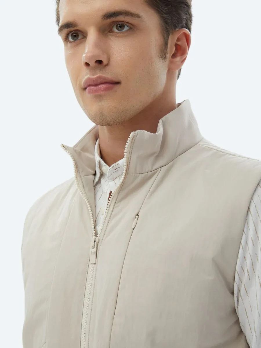 Ecru Weaving Puffer Vest - 2