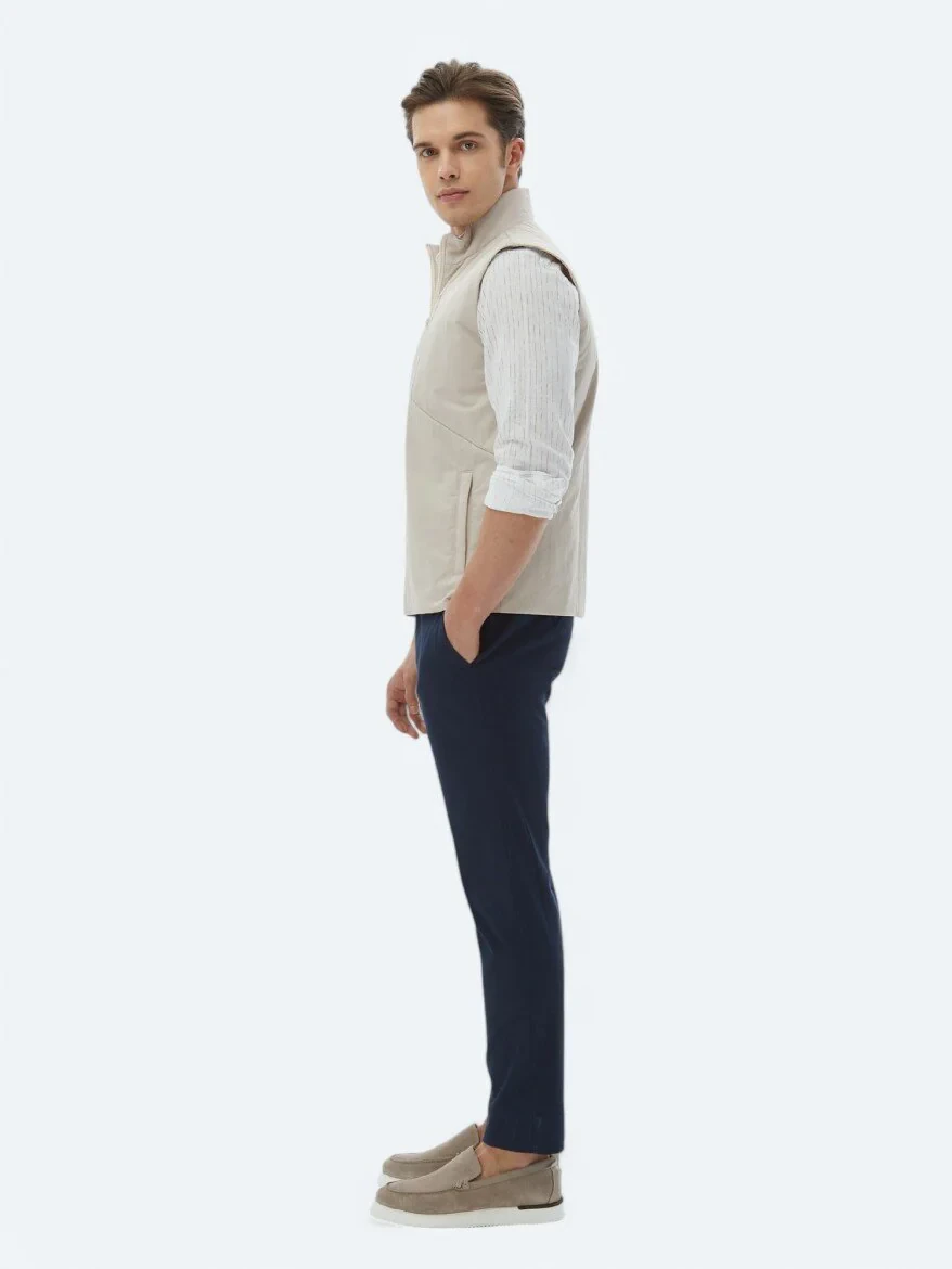 Ecru Weaving Puffer Vest - 5