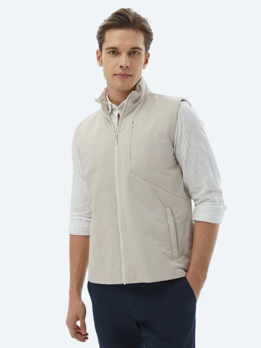 Ecru Weaving Puffer Vest - 6