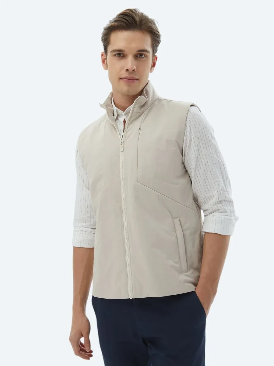 Ecru Weaving Puffer Vest - 6