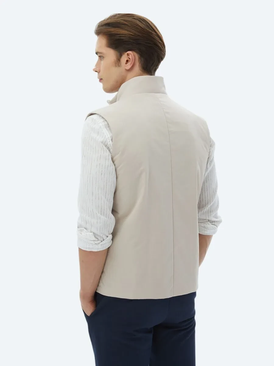 Ecru Weaving Puffer Vest - 7
