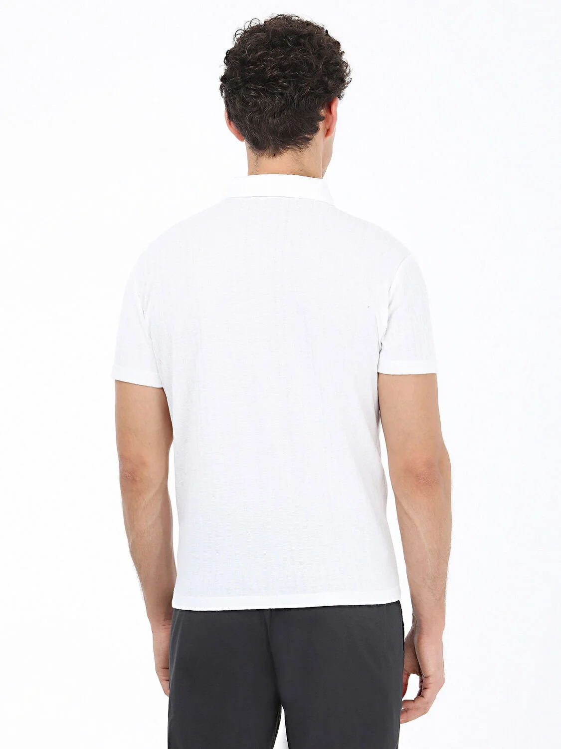 Ekru Çizgili Polo Yaka %100 Pamuk T-Shirt - 4
