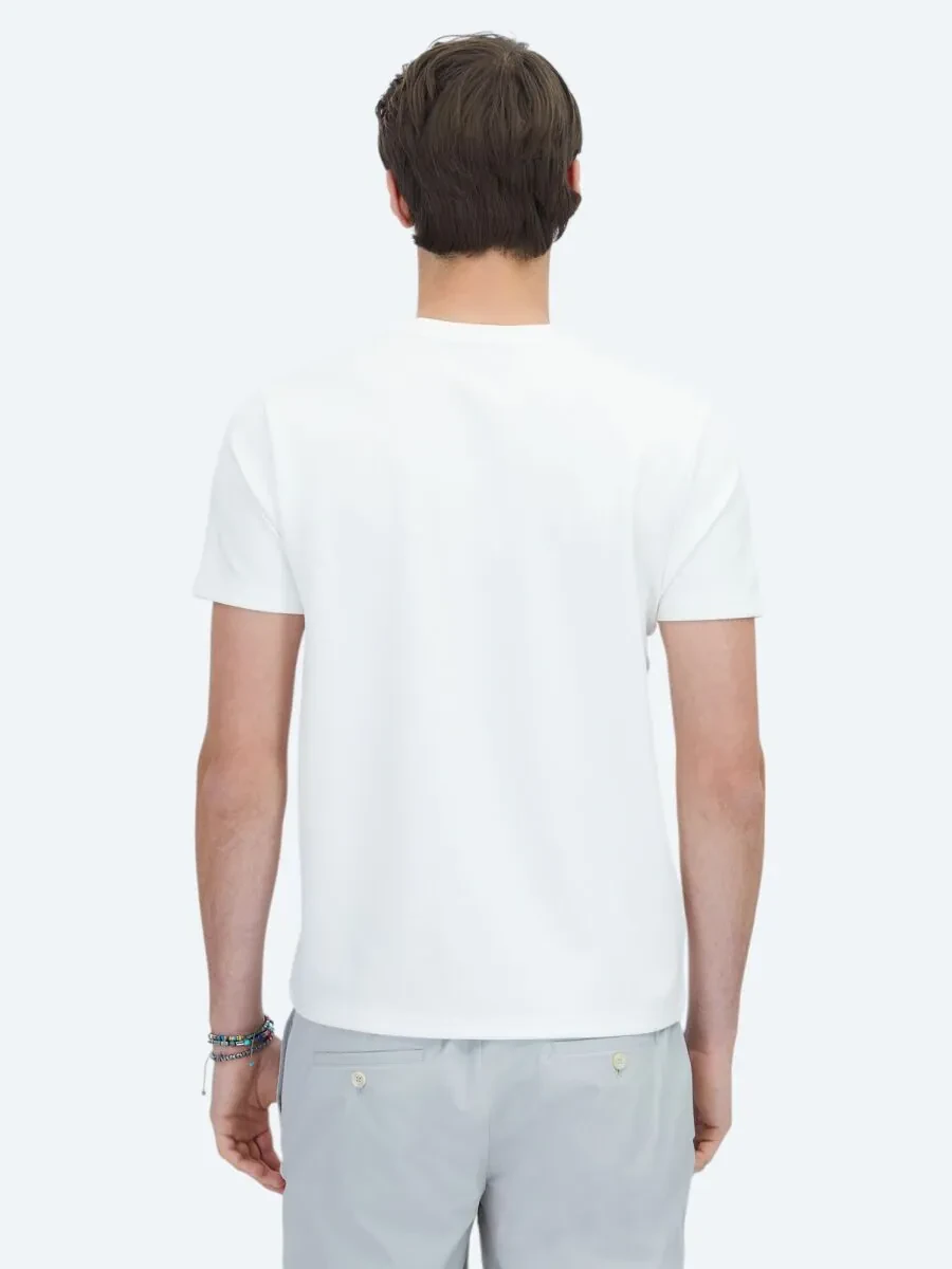 Ekru Düz Bisiklet Yaka T-Shirt - 4