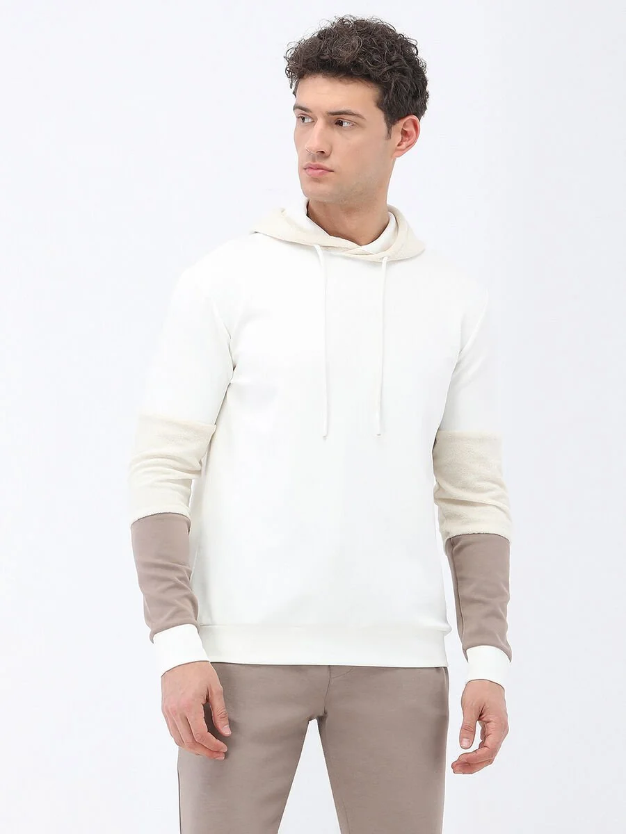 Ekru Kapüşonlu Sweatshırt - 1