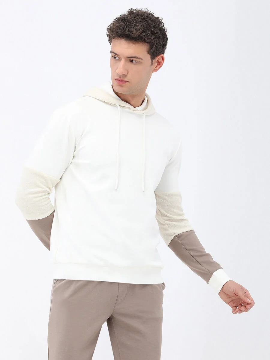 Ekru Kapüşonlu Sweatshırt - 4
