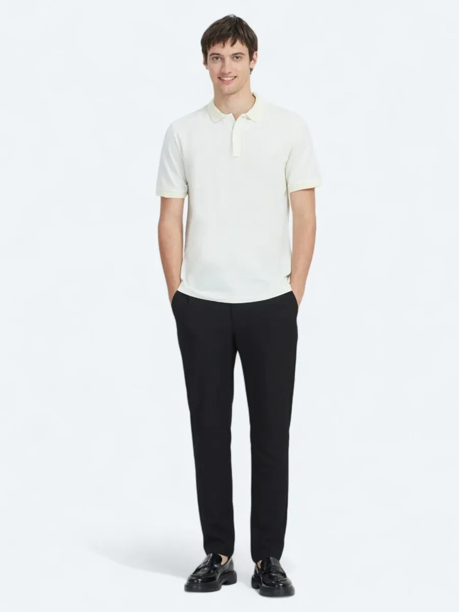 Ekru Polo Yaka %100 Pamuk T-Shirt - 2