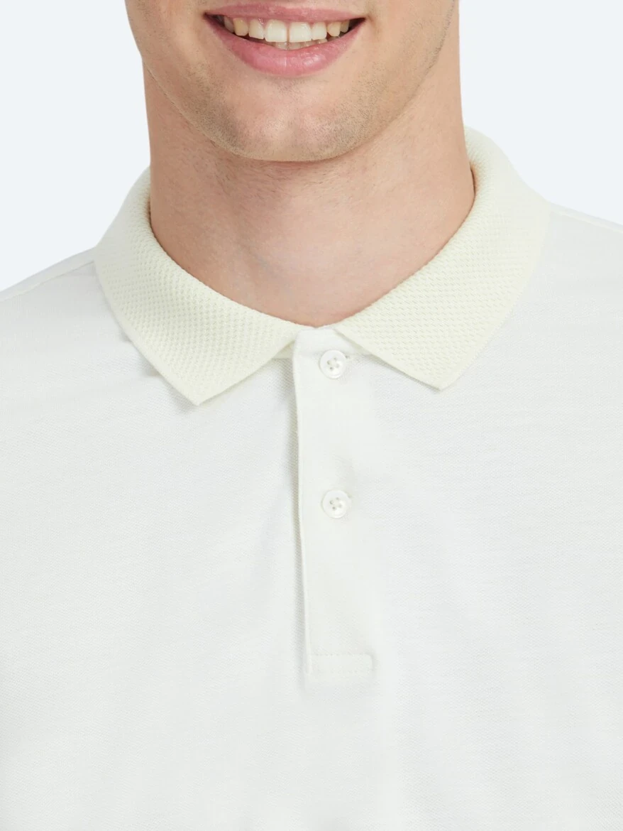 Ekru Polo Yaka %100 Pamuk T-Shirt - 4