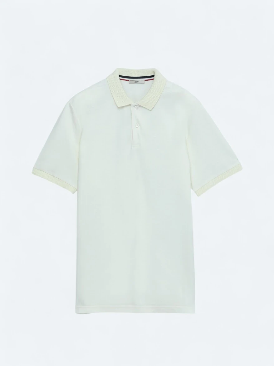Ekru Polo Yaka %100 Pamuk T-Shirt - 6