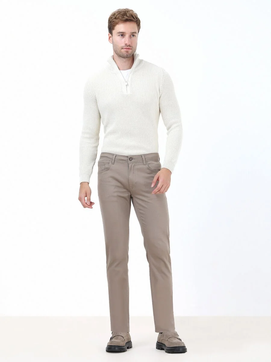 Fındık Düz Dokuma Slim Fit Casual Pamuk Karışımlı Pantolon - 2