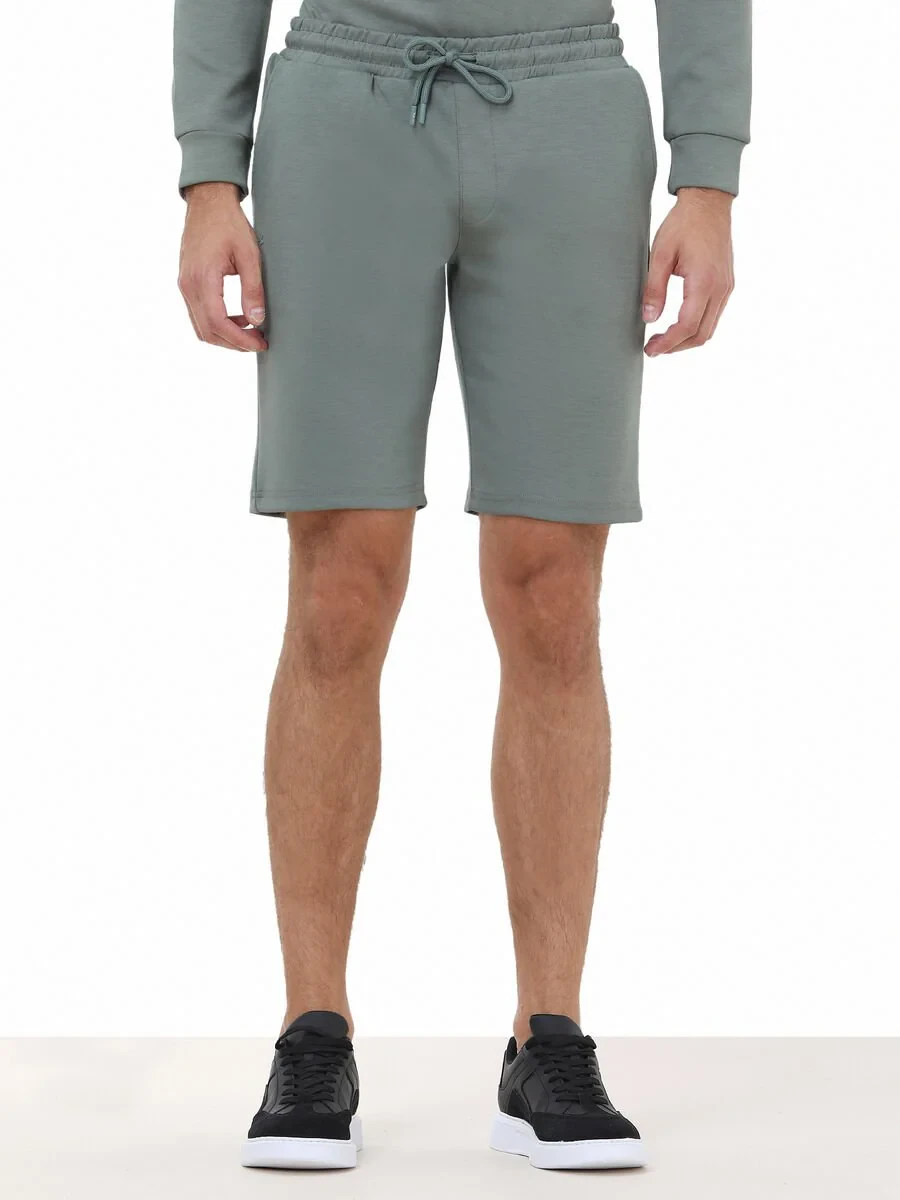 Green Knitting Jogging Fit Sport Bermuda - 1