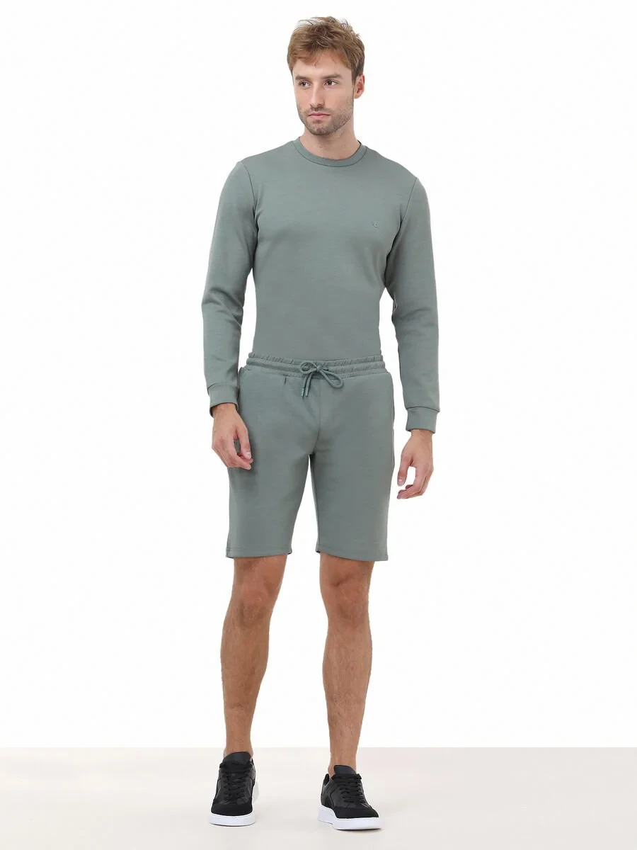 Green Knitting Jogging Fit Sport Bermuda - 2